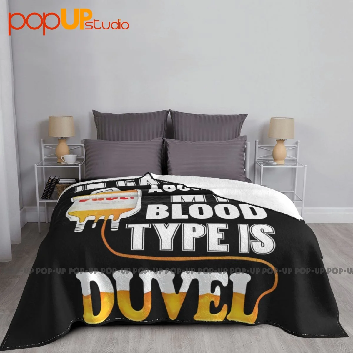 In Case Of Accident My Blood Type Is Duvel Blanket Casual Flannel Microfiber Cover Blanket Camping Blanket