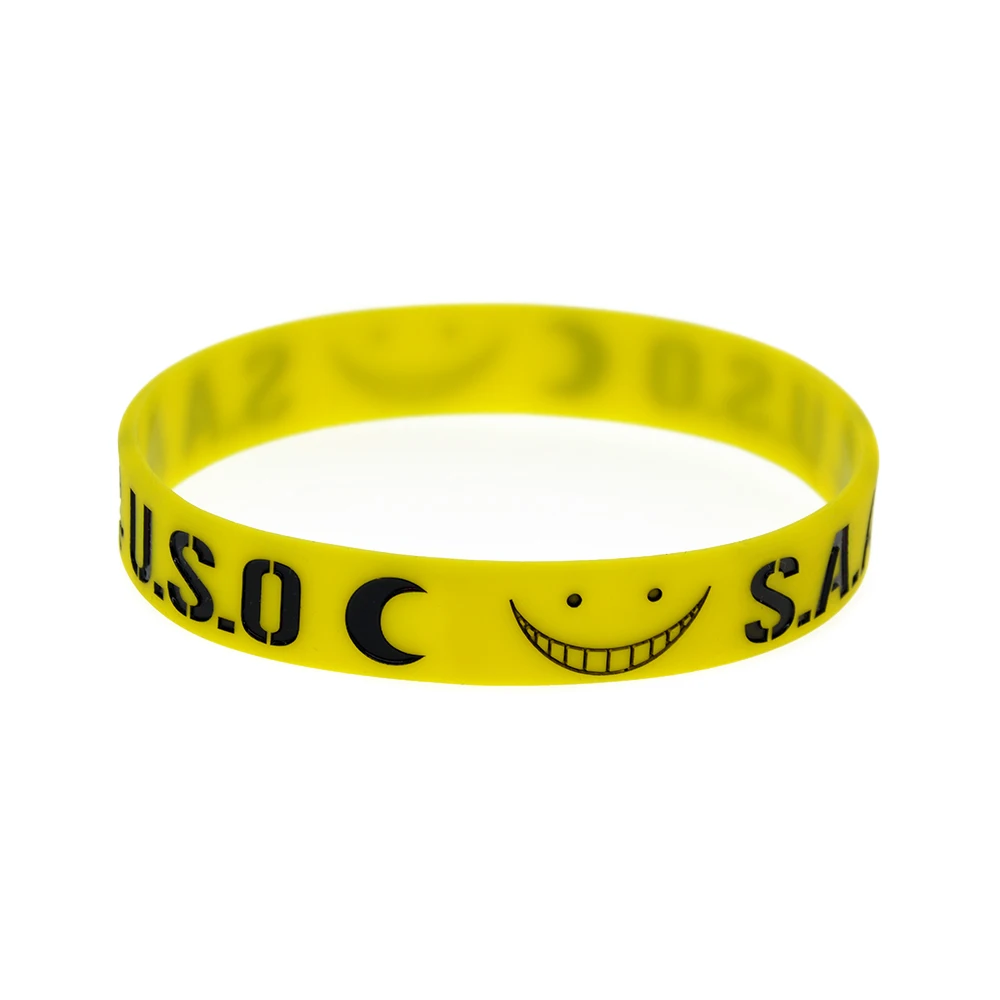Gelbes Armband mit geprägtem Silikonarmband mit individuellem Logo als Werbegeschenk – Detail 6