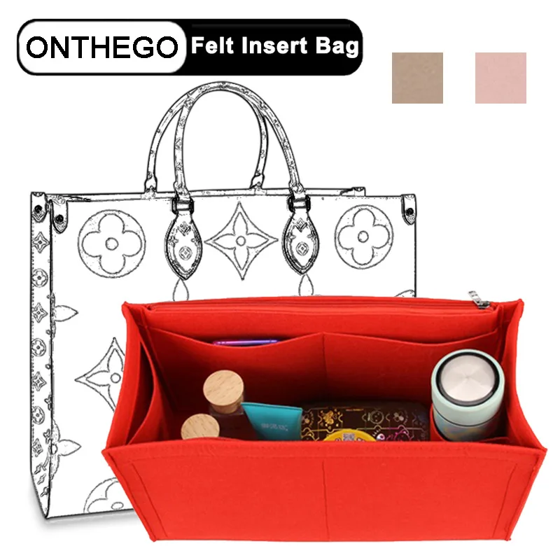 Felt Insert Liner Purse Bag Organiser Pouch Flap Handbag Tote Internal Bag Tote Bag Accessories for LV Onthego S/M/L