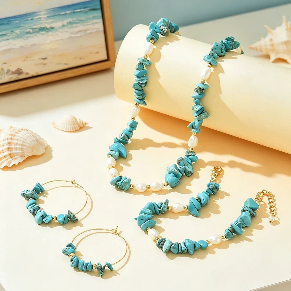 Bohemian Irregular Natural Colorful Stone Beaded Choker for Women