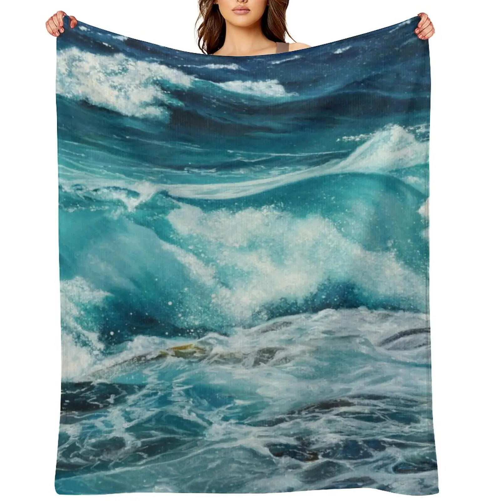 

Ocean wave oil painting Throw Blanket Soft Furrys Bed Fashionable Stuffeds Blankets