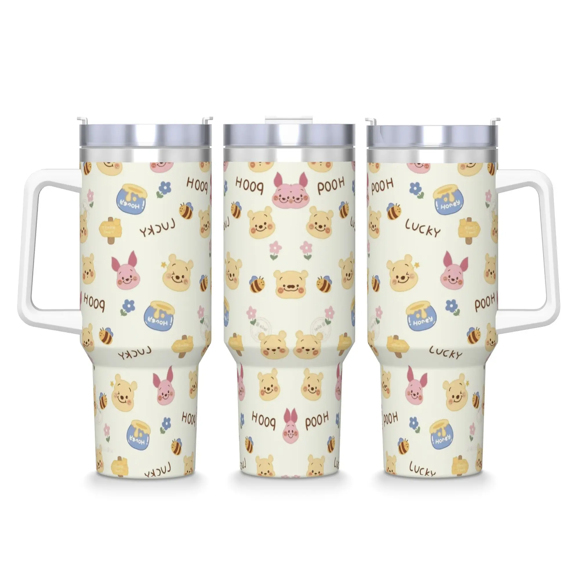 

Winnie The Poohs Stainless Steel Tumbler Travel Coffee Mug With Straws and Lid Large Mugs Cup Cold and Hot Water Bottle
