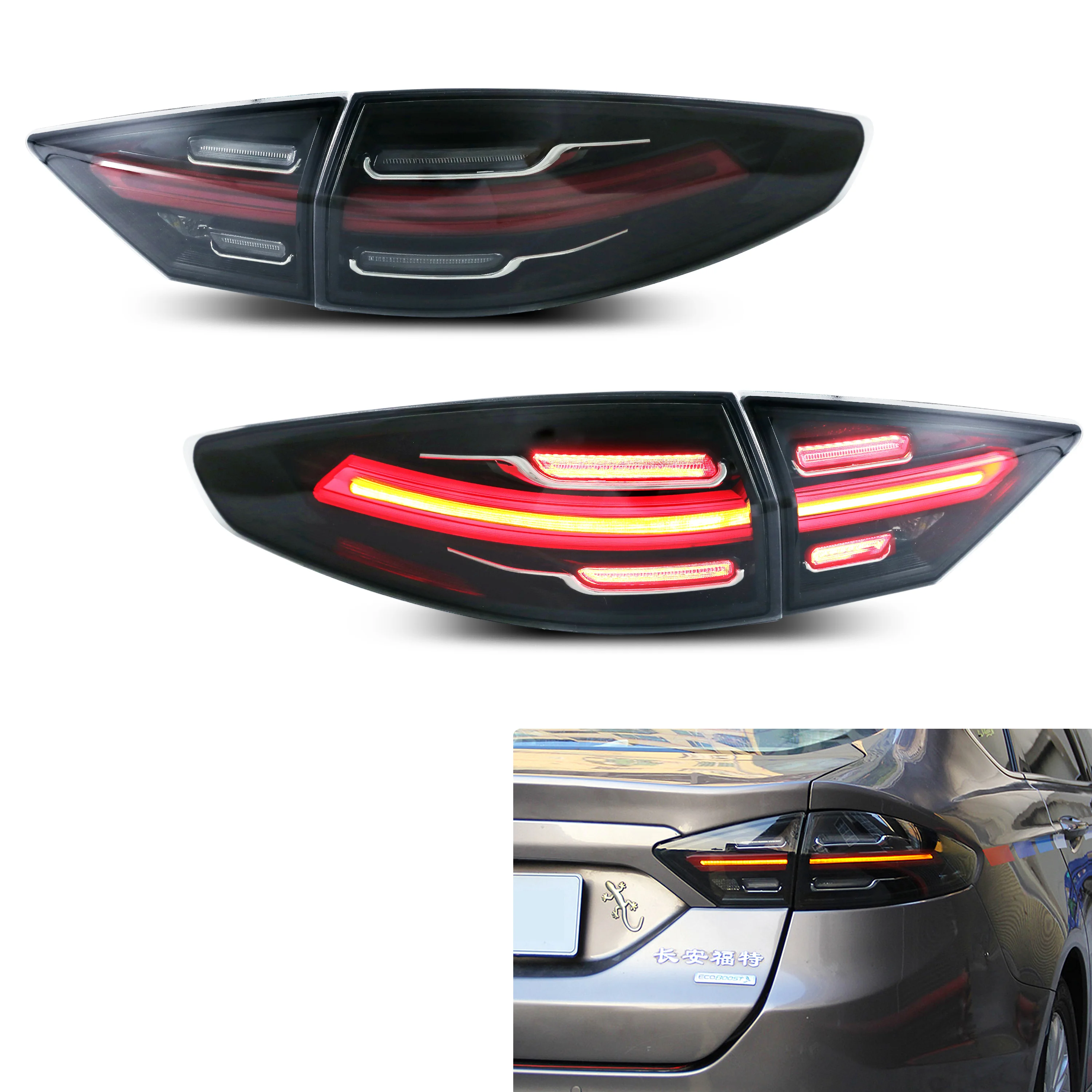 

LED Tail Lights for Ford Mondeo MK V Fusion 2013-2020 Start-up Animation Sequential Turn Signal Rear Lamps Assembly