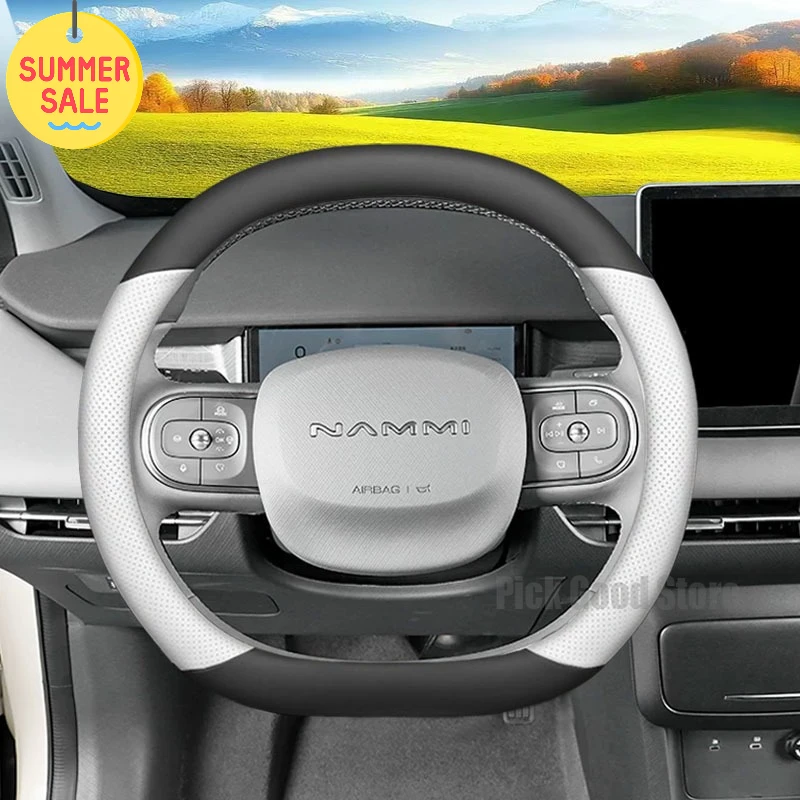 

35CM Double D Leather Car Steering Wheel Cover For Dongfeng Box Nammi 01 /06 Anti Slip Car Accessories 2026 2025