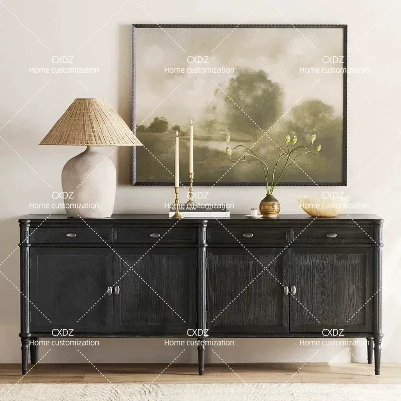 French solid wood dining side cabinet, living room wall locker, simple TV cabinet side cabinet, American country home locker