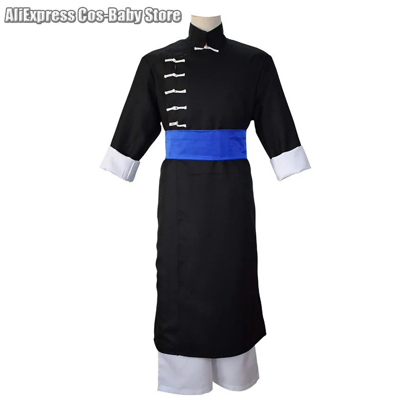 Anime Kamui Silver Soul Cosplay Costume Cos Gintama Chinese Kungfu Black Kimono Gray Long Cloak Aldult Man Halloween Suit