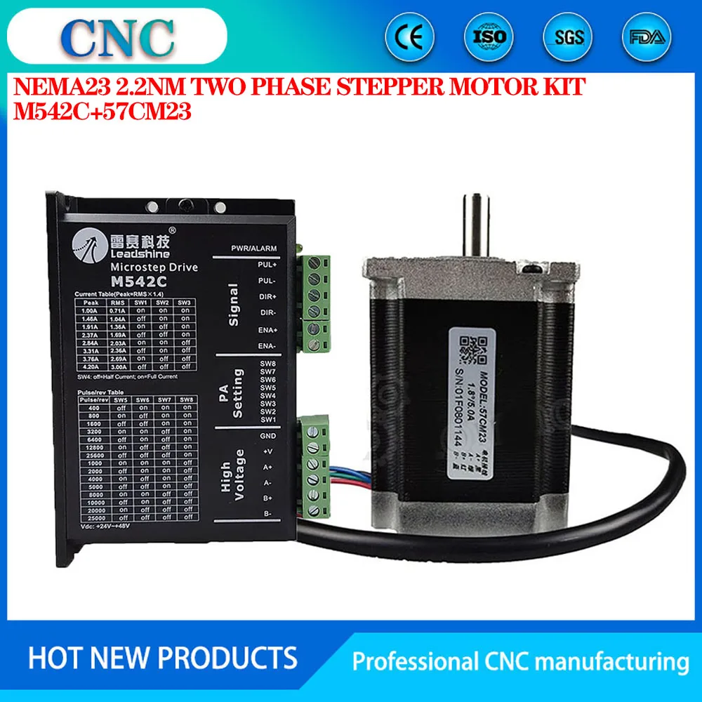 Leadshine 2 Phase 57 Series NEMA23 Stepper Motor Kit 57HS21A + Driver M542C Input Voltage VDC20-50V Original Product