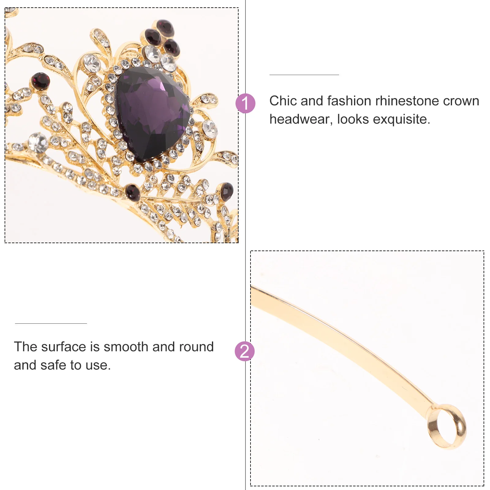

1pc Rhinestone Hair Purple Baroque Wedding Women Adult Renaissance Tiara Haircare Classic Crown Crown For Women Tool