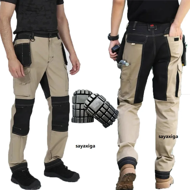 Men's Multi-Pockets Cargo Pants Outdoor Work Pants Wear-Resistant Pants Worker's Trousers With Leg Bag Wear-Resistant Pants