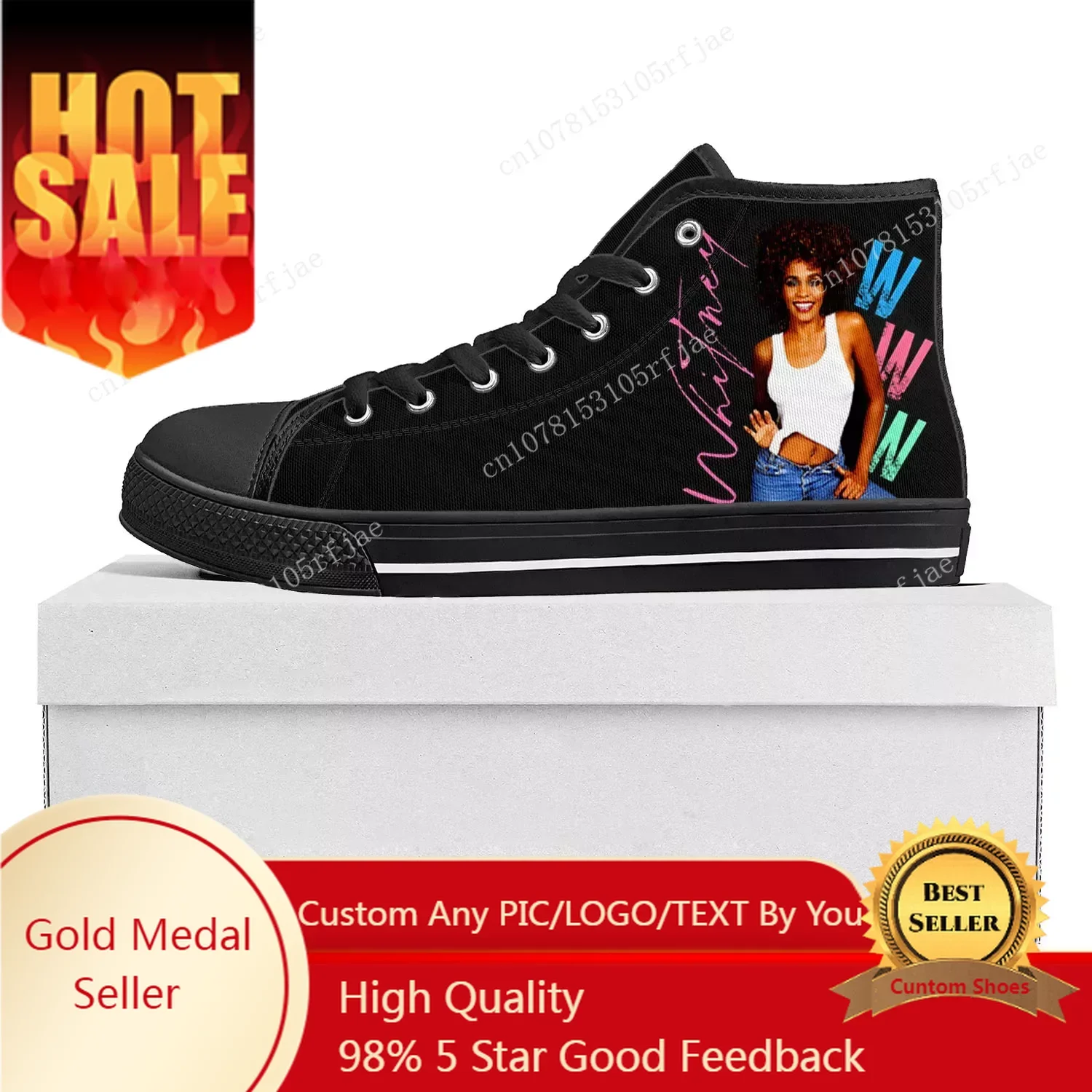 

Whitney Houston Pop Singer High Top High Quality Sneakers Mens Womens Teenager Canvas Sneaker Casual Couple Shoes Custom Shoe