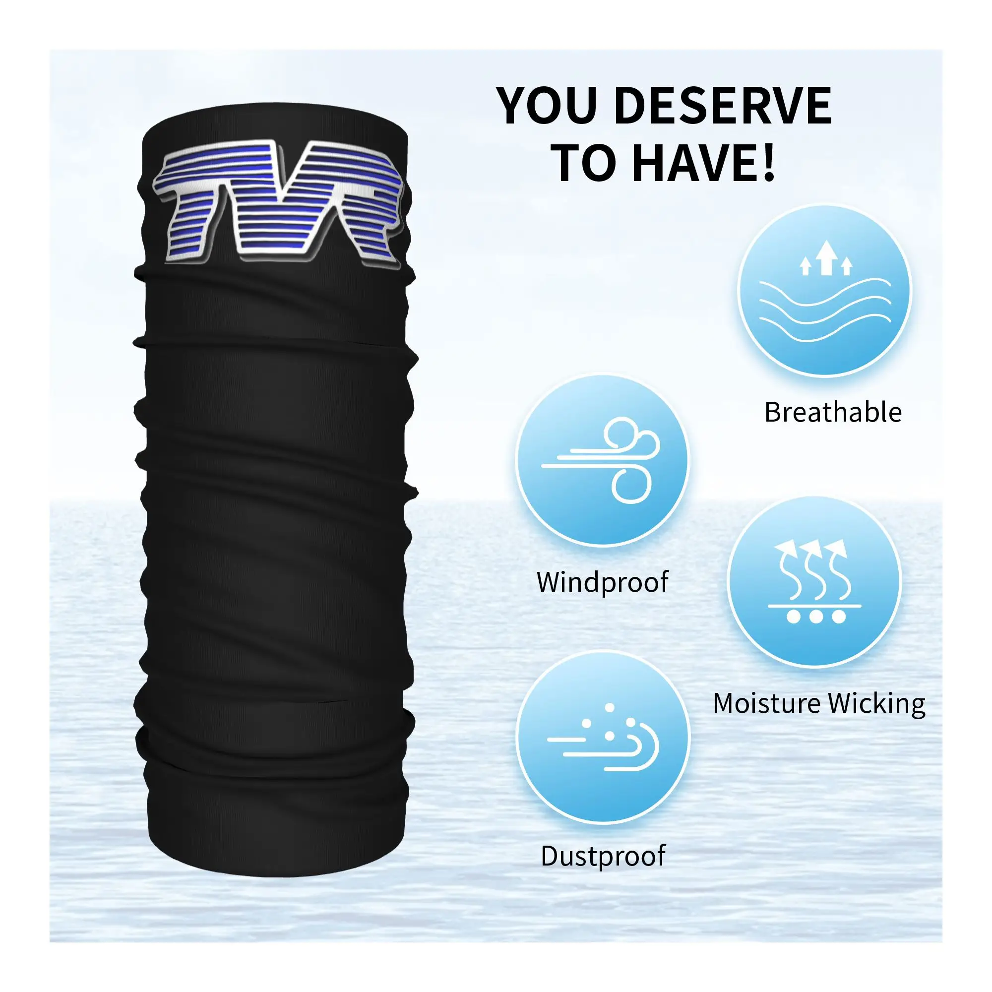 وشاح وجه مطبوع عليه شعار TVR ملون باندانا للرقبة، عصابة رأس متعددة الاستخدام لركوب الدراجات للرجال والنساء والكبار مقاومة للرياح