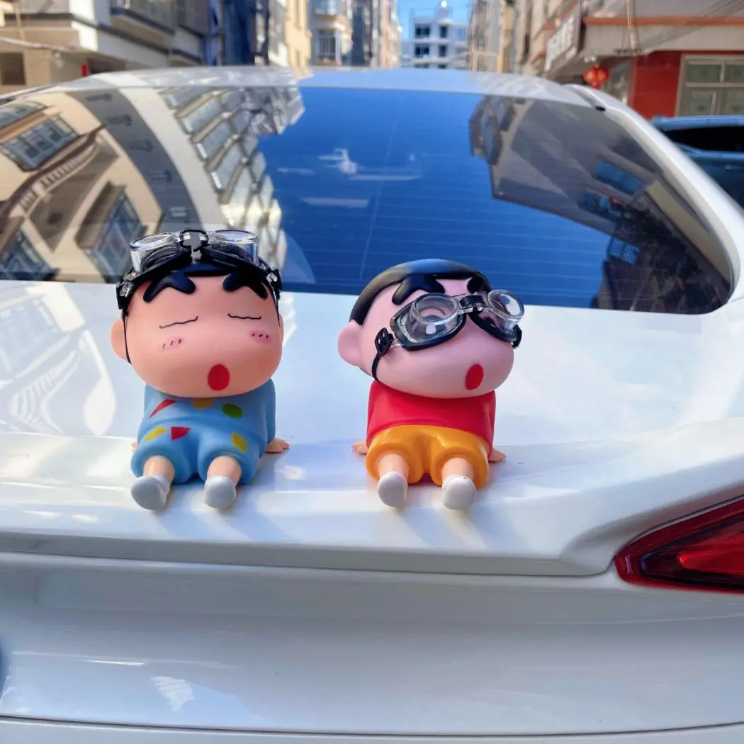 12cm Crayon Shin Chan Car Ornaments Kawaii Cute  Accessories  Creative Doll Cartoon Car Crayon Shin Chan Display Stand Gifts