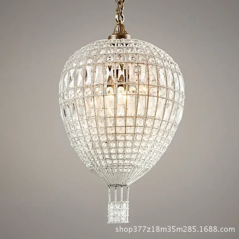 American Luxury Crystal Ceiling Lamp French Balloon Suspension Light Loft Indoor Home Decorative Light Baby Room Bedroom