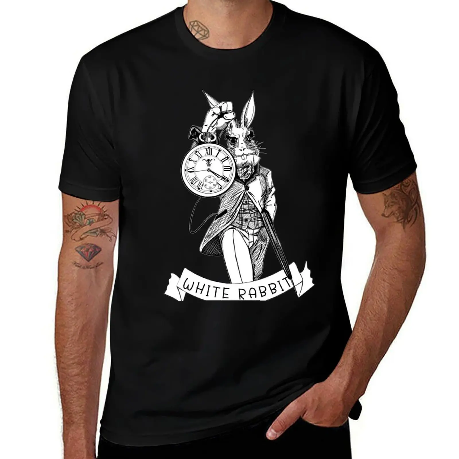 

Follow the White Rabbit T-Shirt blanks blue archive heavyweights rapper graphic tees men t shirts