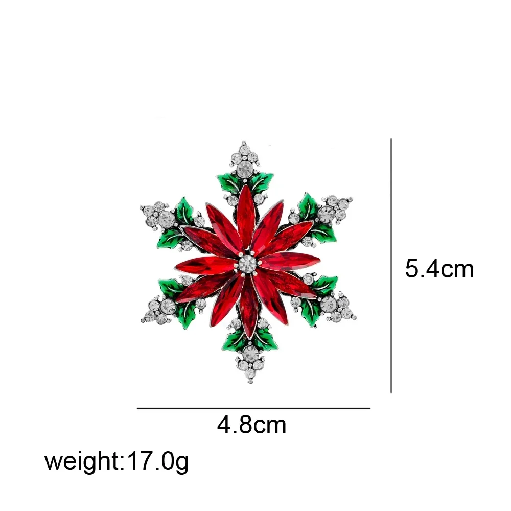 CINDY XIANG silver color snowflake pin christmas red and green brooches for women vintage accessories party decorations