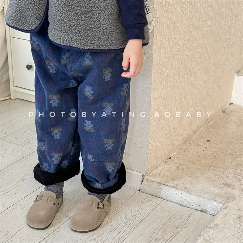 Winter New Kids Warm Plus Casual Pants Fashion Children Velvet Thick Loose Trousers Toddler Boys Clothing Baby Girls Clothes