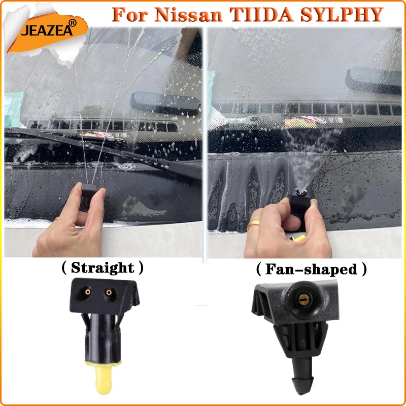 JEAZEA Windshield Washer Wiper Water Spray Nozzle For Nissan TIIDA SYLPHY Car Accessories New Black Plastic