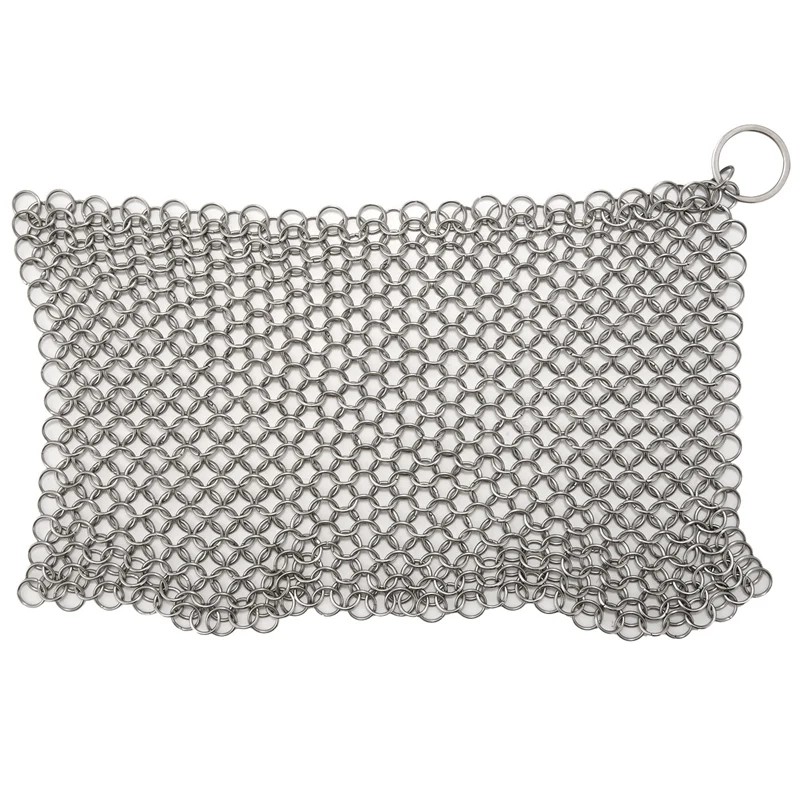 Cast Iron Cleaner -Premium 316 Stainless Steel Chainmail Scrubber , 8X6 Inch