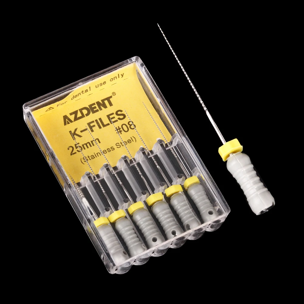 6 Stück/Box AZDENT Dental Endo K-Feilen Handgebrauch Wurzelkanalfeilen Edelstahl 21/25/31mm 06 # -40 # Zahnärztliches Instrument – Detail 15