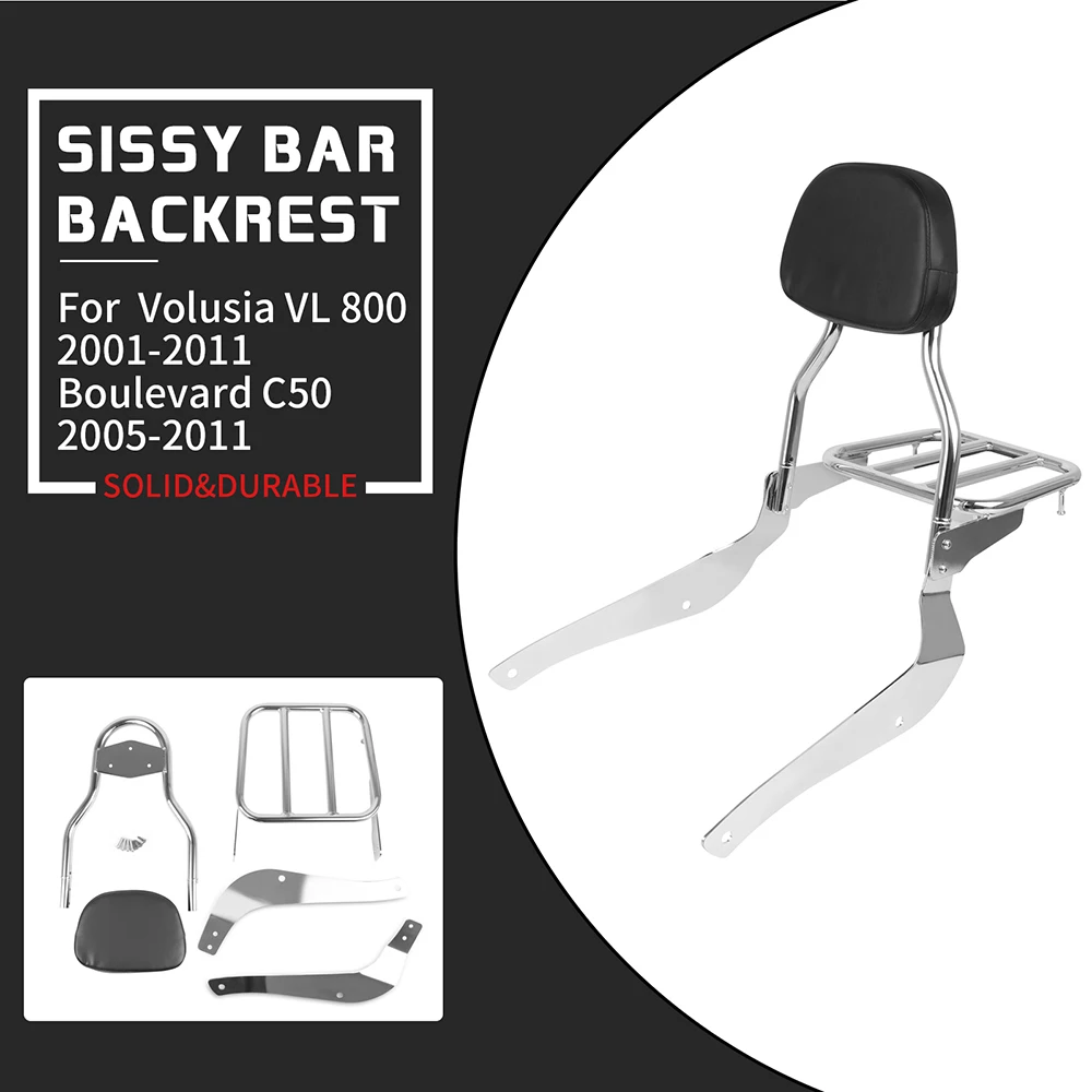 For Suzuki Volusia Vl800 Vl400 2001-2011 Boulevard C50 M50 2005-2011 Motorcycle Passenger Backrest Sissy Bar With Luggage Rack