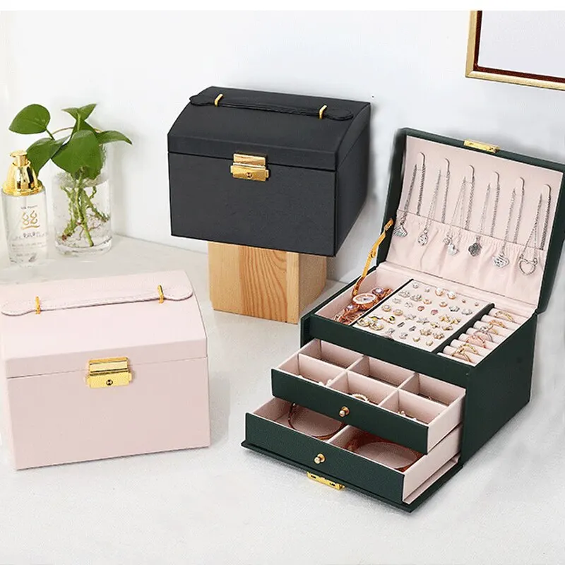 Multi Functional Leather Jewelry Box, Elegant Storage