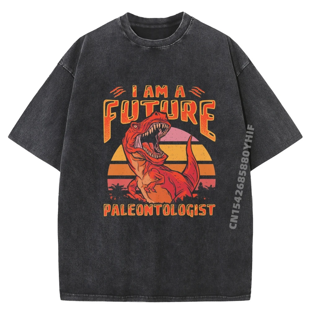 

Future Paleontologist T Rex Retro Dinosaur Oversized T Shirt High Quality Big And Tall Washed Shirt Chinese Style