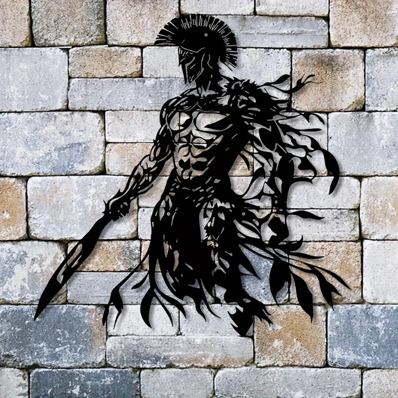 Spartan Warrior Metal Wall Art, Spartan Mythology Decor, 15.7x15 Inch Home Gift 1pc