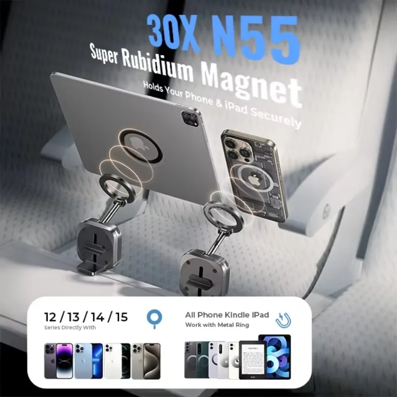 Travel Essentials Magnetic Airplane Phone Holder Pocket Size Gadgets Hands-Free Plane Phone Holder for Long Flight