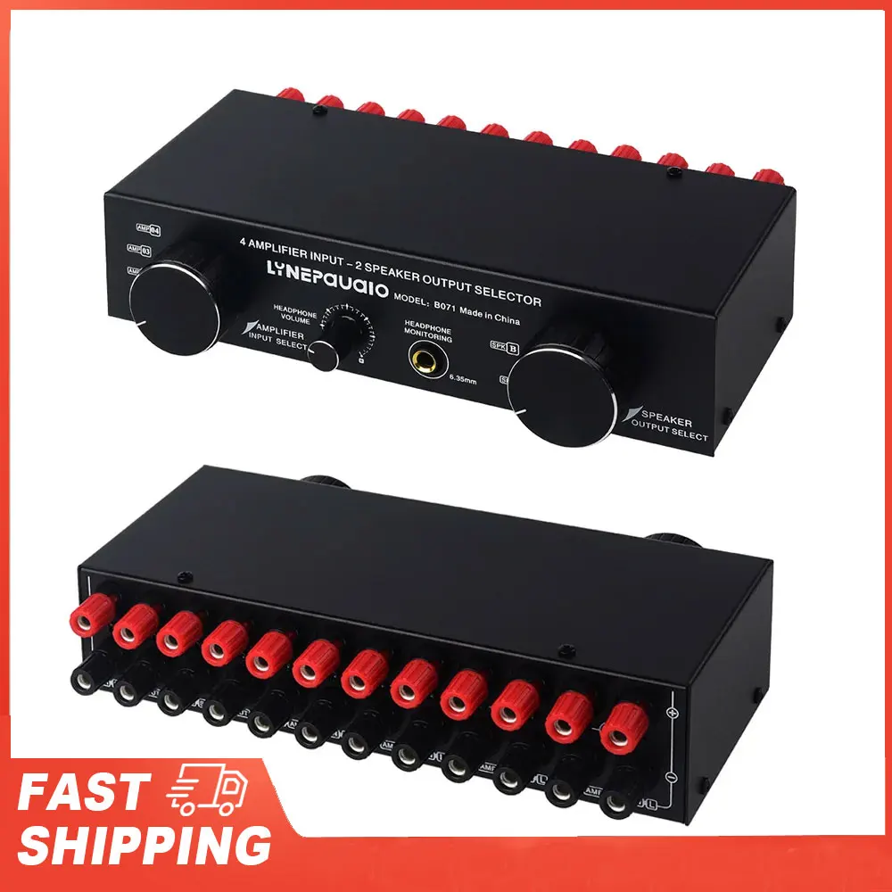 4 Input 2 Output or 2 In4 Out Amplifier Speaker Selector 300W Per Channel Speaker LYNEPaUalO Amplifier Speaker Selector Switcher