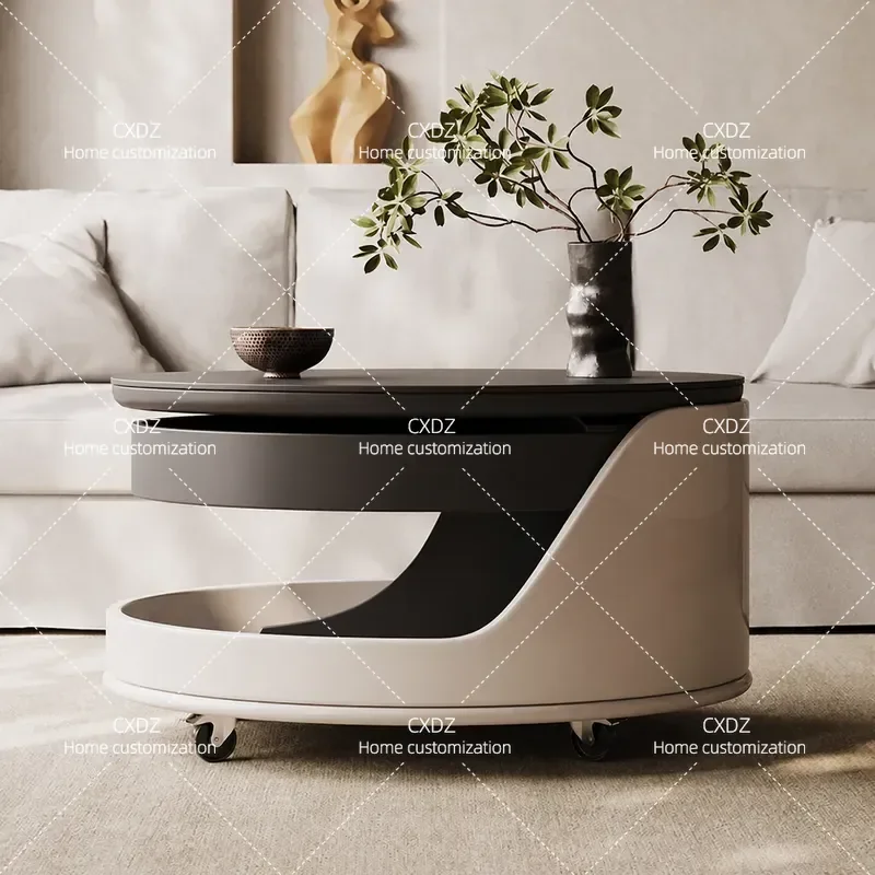 Mobile Coffee Table Trolley with Wheels Living Room Sofa Side Cabinet Small Apartment Household Storage Cart New Model