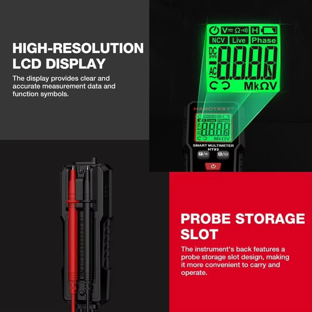 

Auto-Ranging Digital Multimeter Ohm Square Wave HFE Triode Buzzer Multi Tester High Precision AC/DC Voltage Voltage Tester