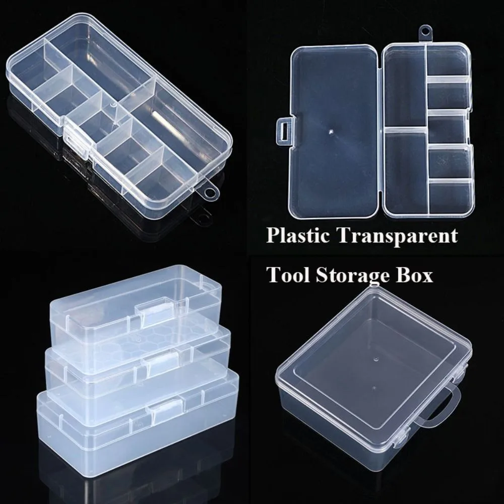 Durable Portable Square Storage Box Plastic Durable Jewelry Beads Container Transparent Sundries Organizer Power Tools Holder