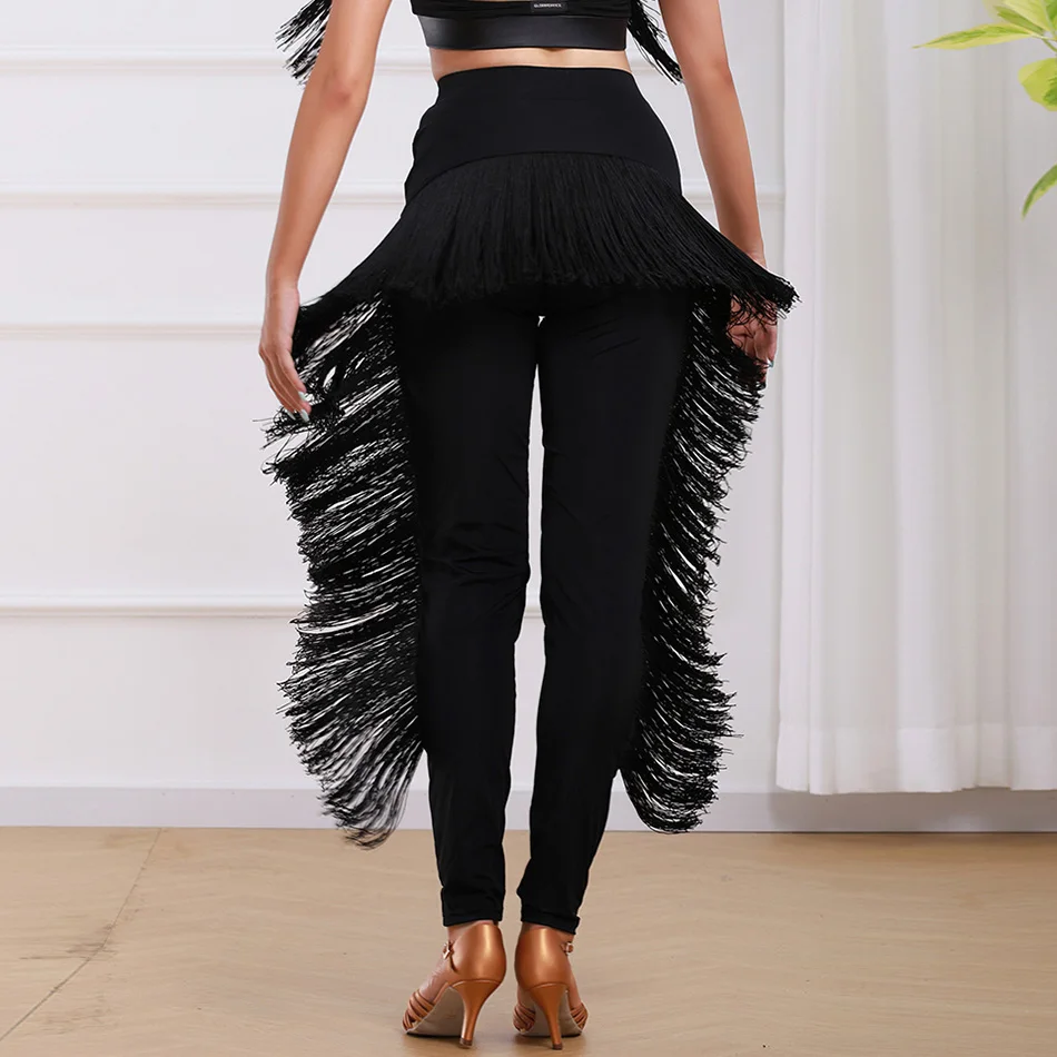 

High Waist Fringe Design Latin Dance Pants Latino Dance Dress Line Dance Clothing Female Waltz Dress Latin Dance Suit