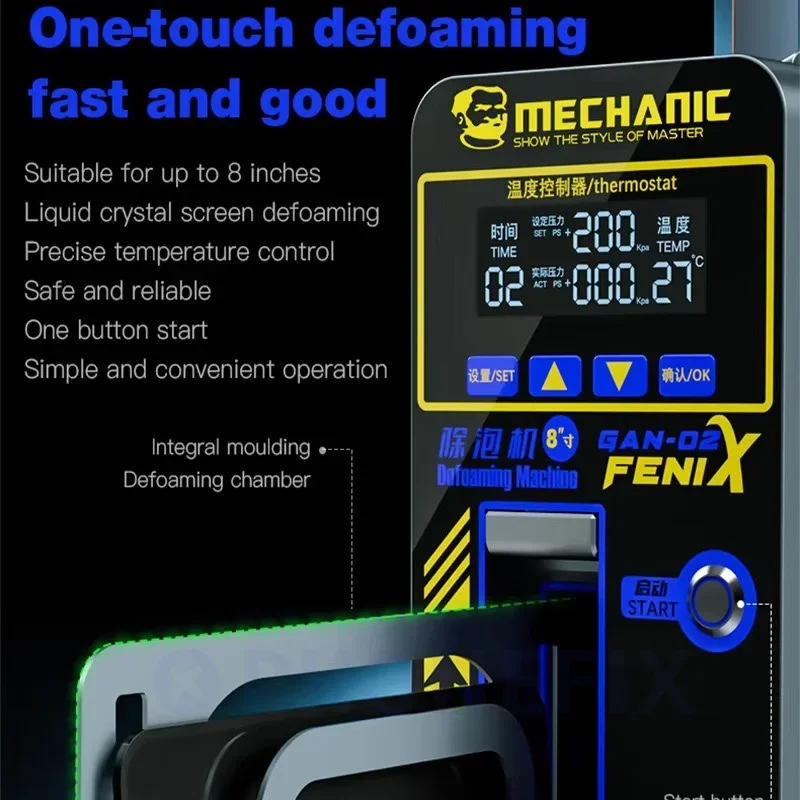 MECHANIC GAN-02 Fenix 기포 제거기 화면, OCA 오토클레이브 디버블러, 8 인치 휴대폰 태블릿 화면, 거품 제거 도구