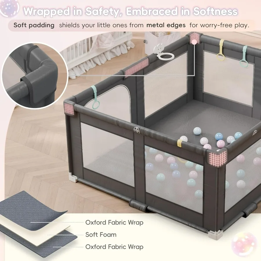 Box pieghevole 72 X 59 con borsa per il trasporto per uso interno ed esterno Cortile da gioco portatile per bambini con ventose antiscivolo Cerniera Ga