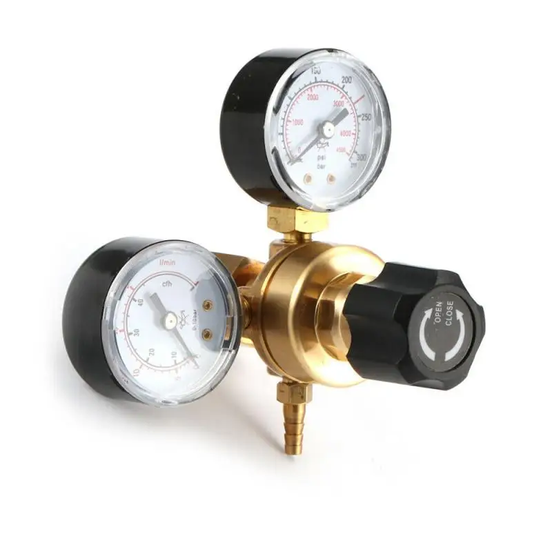 Imagem -02 - Argônio Co2 Regulador de Pressão Redutor Soldagem Twin Calibre Garrafa Gás Ferramenta Acessórios Alta Precisão Mini Mig Tig Durável Casa