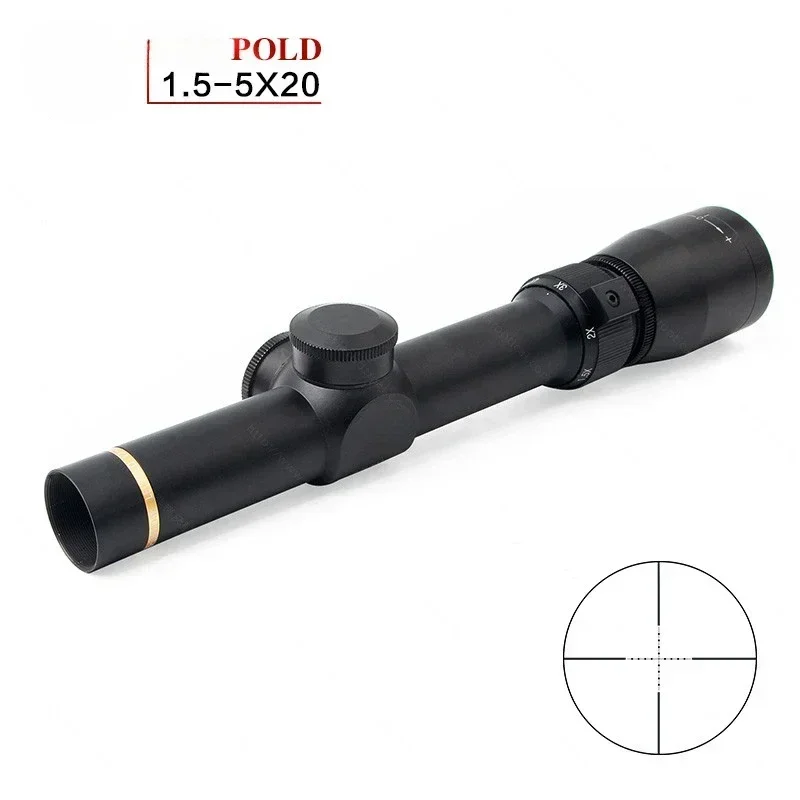 Rifle Scope1.5-5x20 Short Scope Cross Optical Sniper Scope Outdoor Hunting Hd Aseismatic Single Barrel Scope