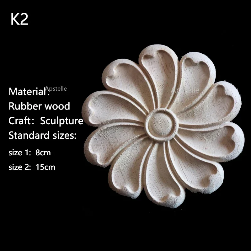 Supply European Decals, Furniture Decoration Accessories, Round Door Heart Flower Embossed Flowers, Solid Wood Carving