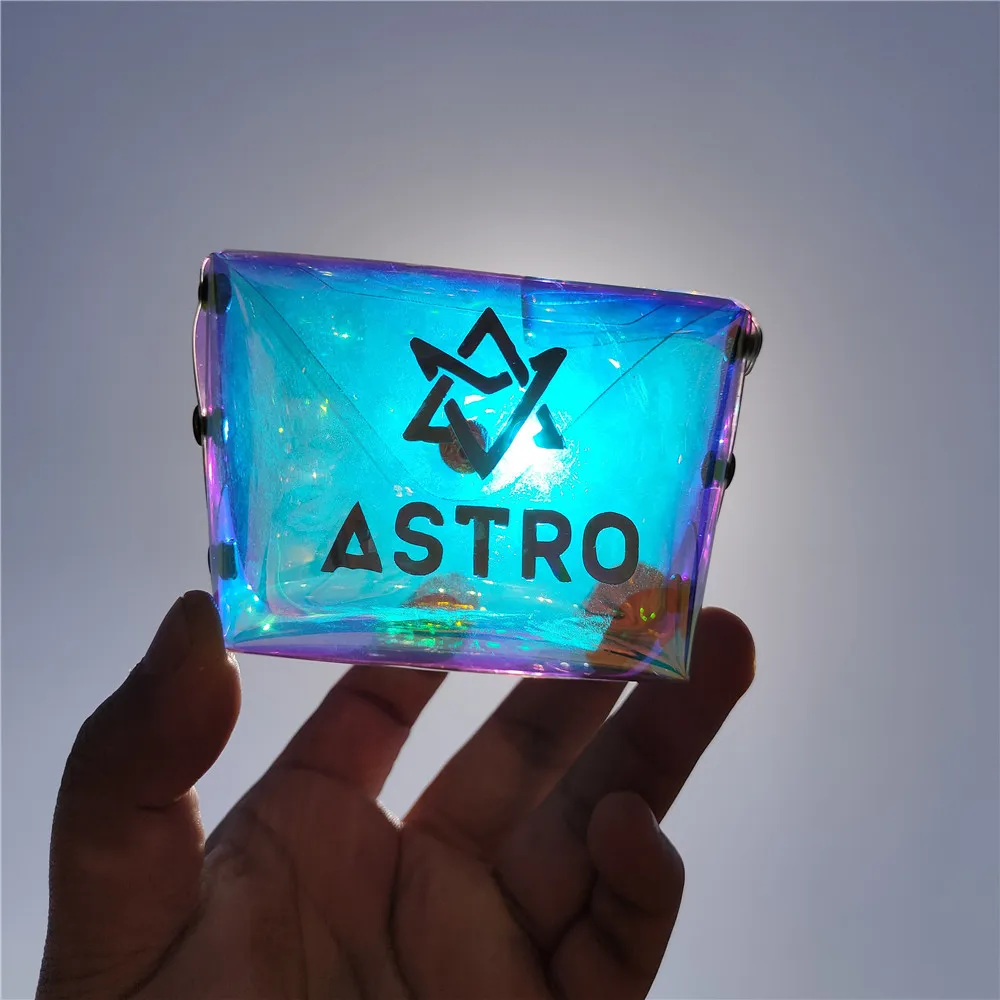 Kpop ASTRO Laser Coin Purse INS Korean Style Colourful Seven Color Quadrate Printing Wallet Cha EunWoo Rocky Pen Bag Girls Gift