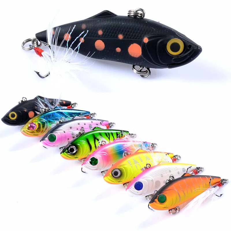 1pcs 6.1cm/11.2g hard lure VIB All-depth lures 3D Eyes Feath