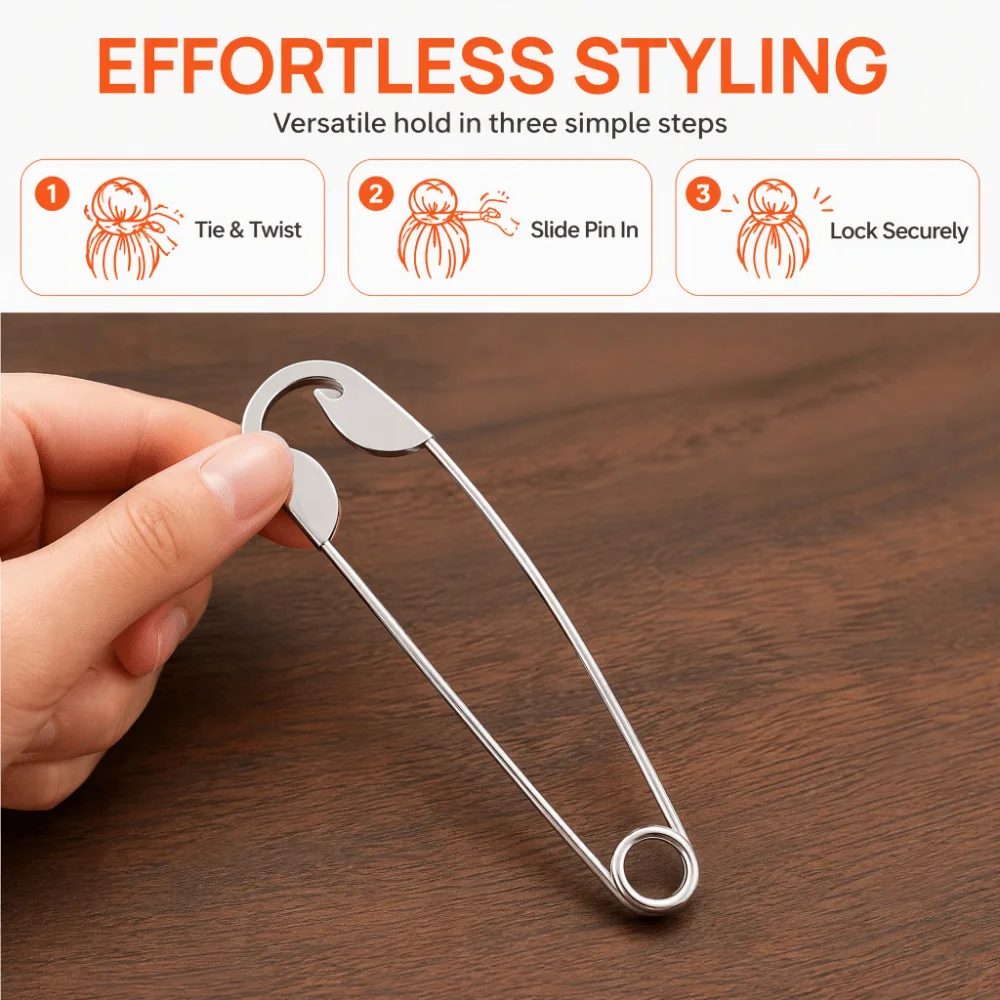 5pcs Funny Heavy Duty Giant Safety Pins Fashion Giant Metal Hair Sticks Jumbo Safety Pins For Laundry