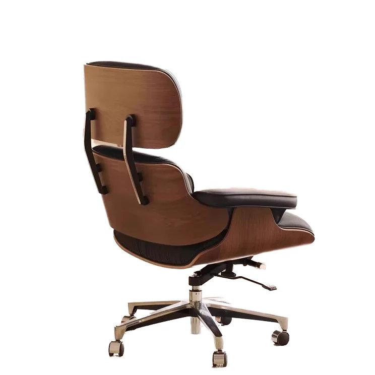 Modern Simple Swivel Chair Home/Office Genuine Leather Boss Reclining Computer Chair Adjustable Lift Headrest Extendable Steel