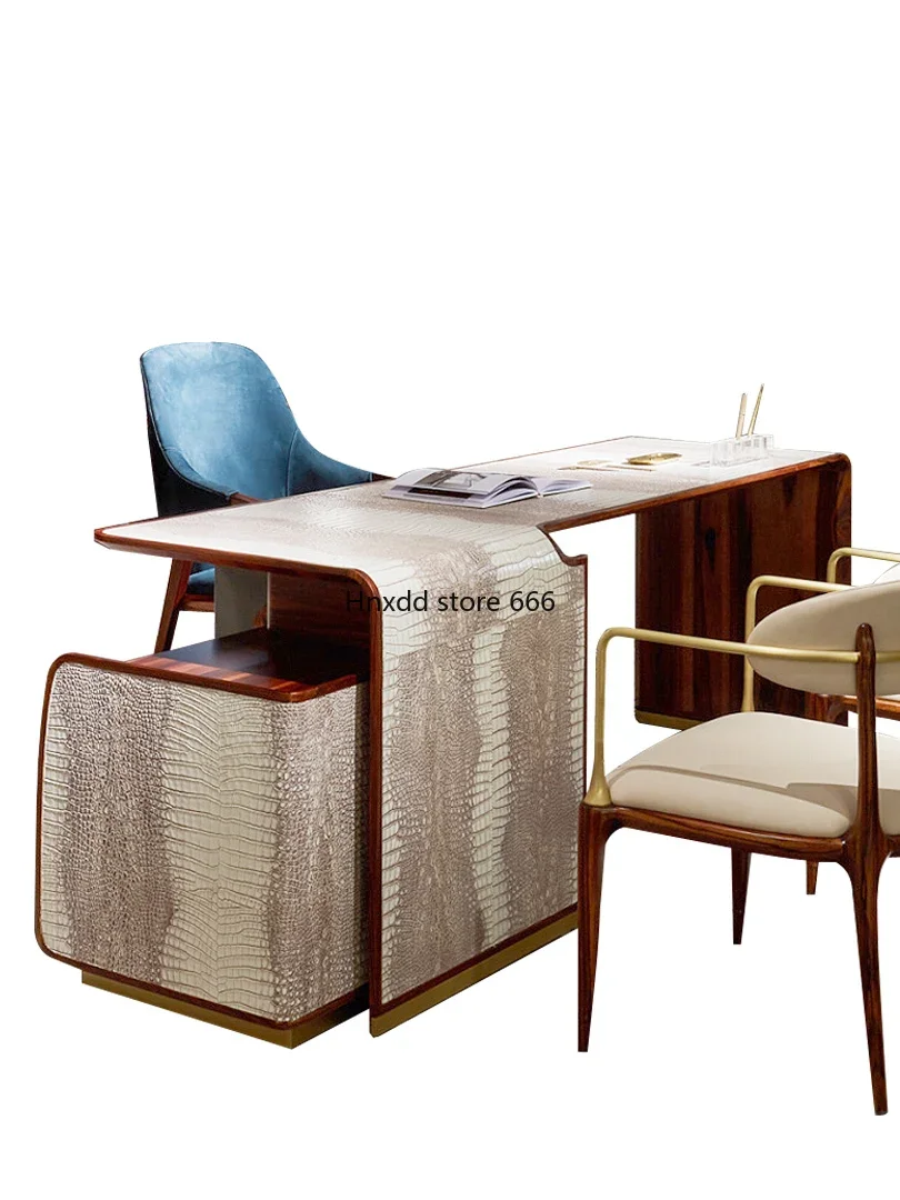 Light luxury modern, personalized fashion, walnut color boss table