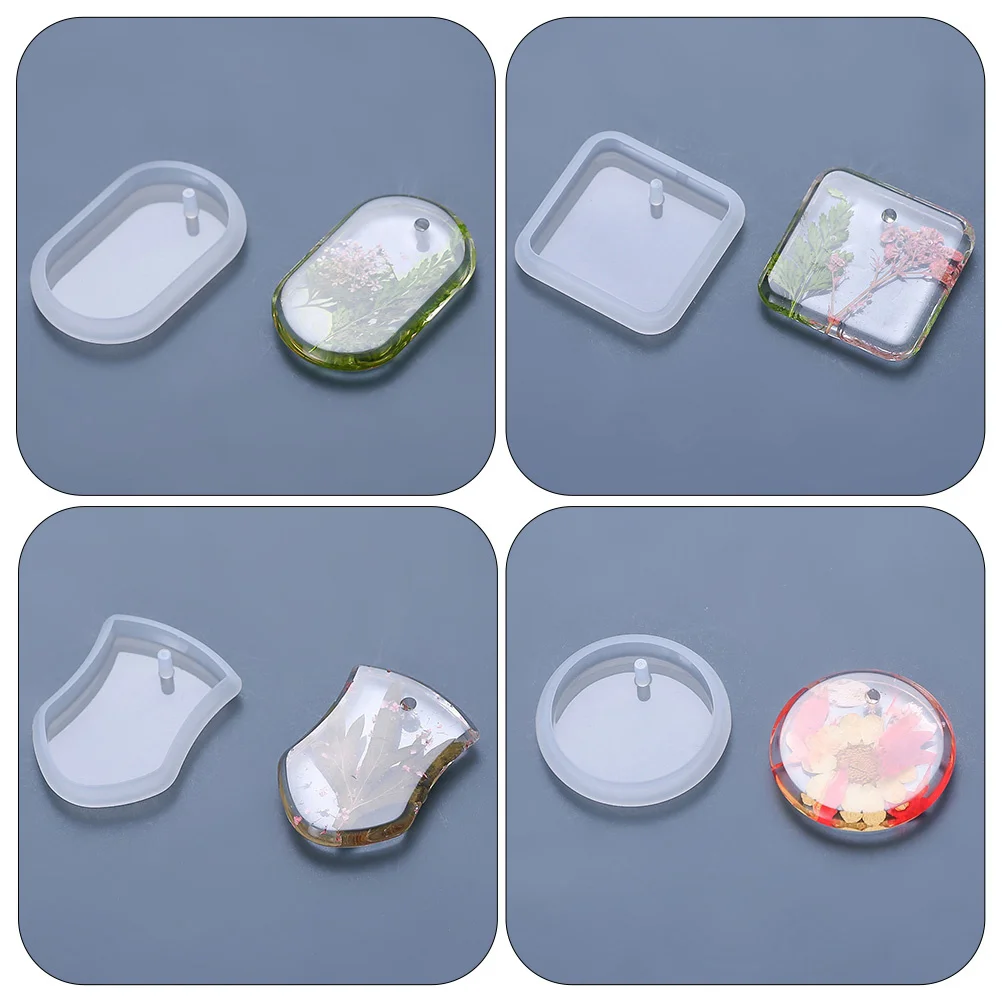 

12Pcs Epoxy Resin Molds Silicone DIY Pendant Craft Making Tool for Keychain Charms Reusable Flexible Non Stick Surface