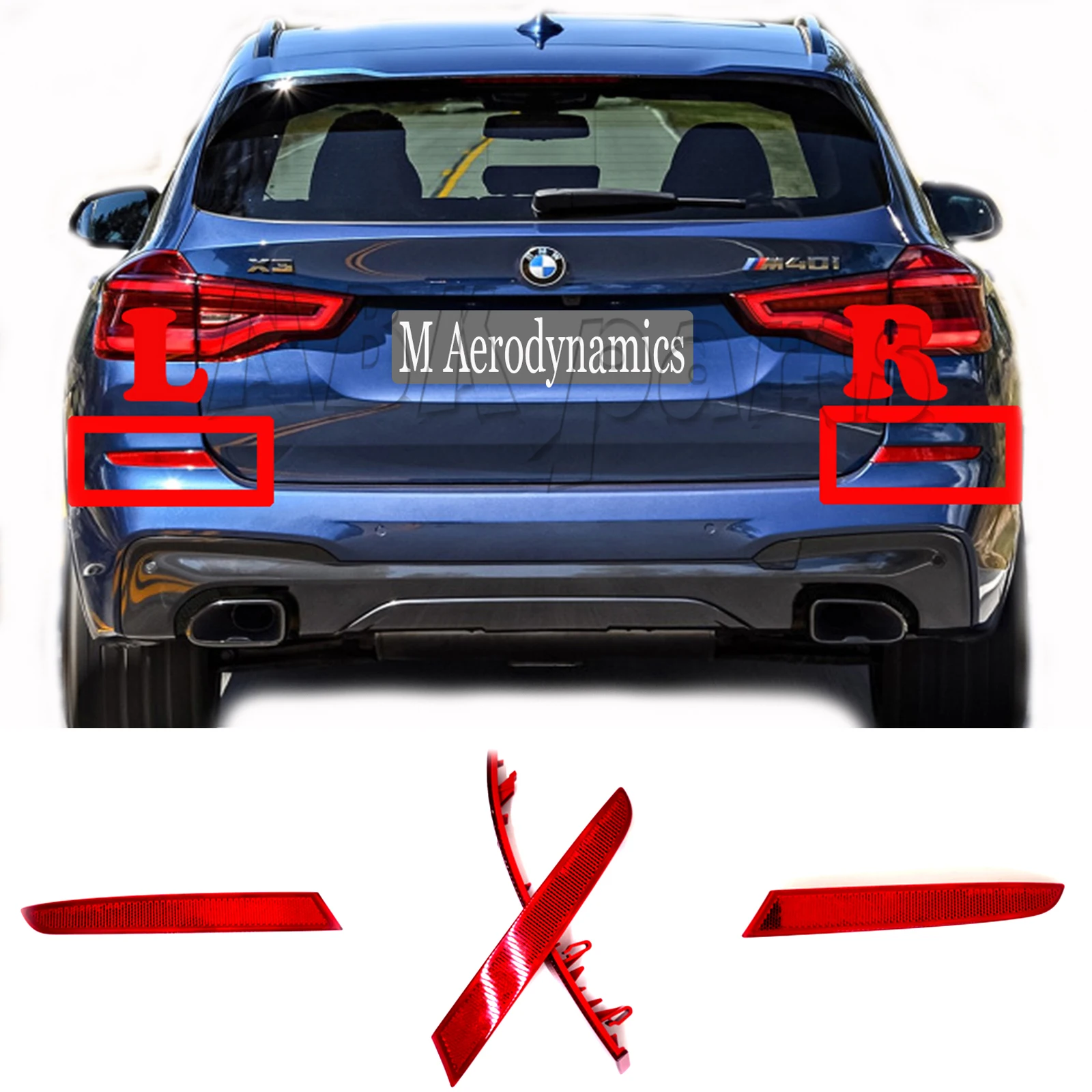 

Fit 18-21 L&R BMW X3 G01 M-SPORT 18d 20dX 20i 20iX 25dX 30dX 30eX 30iX M40dX M40iX SAV Rear Reflector 63147857003 63147857004