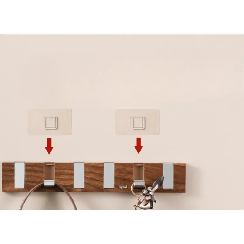 Entrance Hooks Hanging Clothes, Creative High-end Wall Mounted Coat Rack, Peach Wood Color, Light Luxury Piano Key