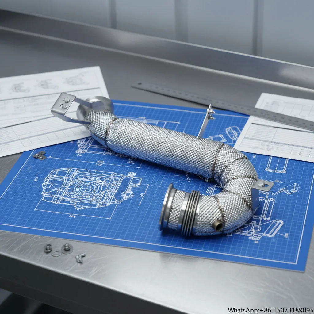 Custom in Stock Exhaust Downpipe for -E53 3.0T  2019-2022 Ready to Ship GT53 Link Pipes with Heat Wrap