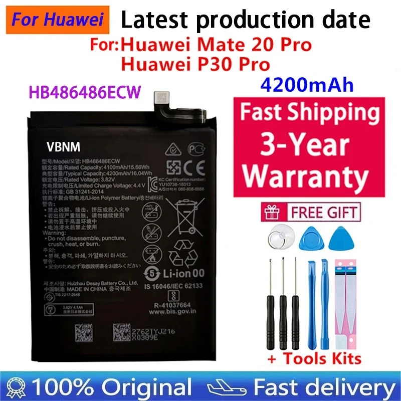 High Quality Battery For Huawei Honor 50 Plus X7B 80 GT Magic 3 Mate 20 Pro 50 60 70 P30 Nova 9 Pro Bateria