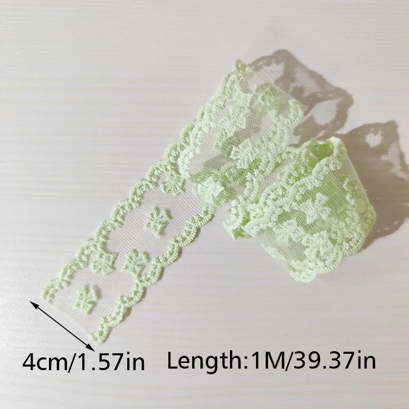 1Yards Candy Color Lace Fabric Bows Flowers Embroidery Wavy Edge Ribbon DIY Headwear Handmade Garment Crafts Sewing Accessories