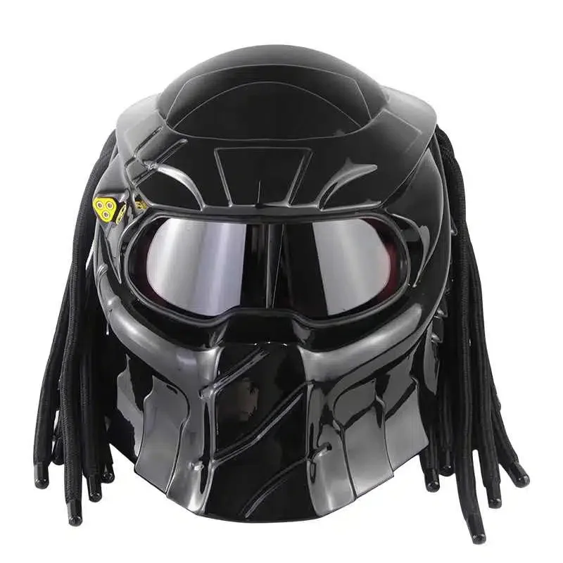 Motorcycle full face helmet Stylish safety off road helmet front with laser light carbon fiber vintage motorcycle head